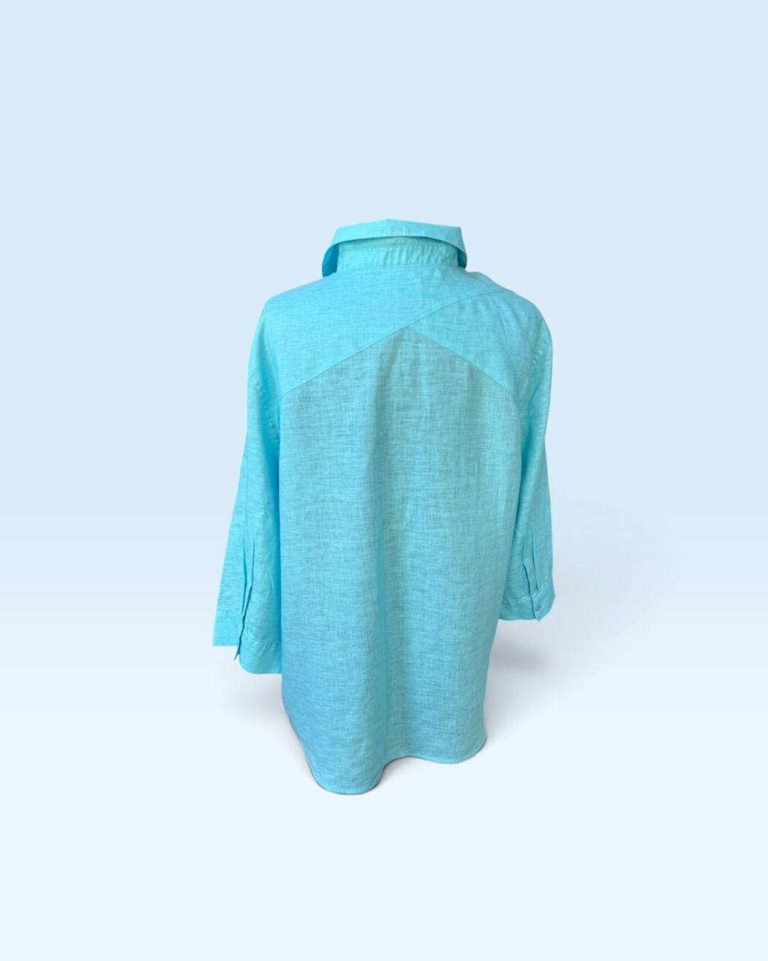 Chico’s No-Iron 100% Linen Button-Front Shirt – Size 4 / XXL – Turquoise Blue 4