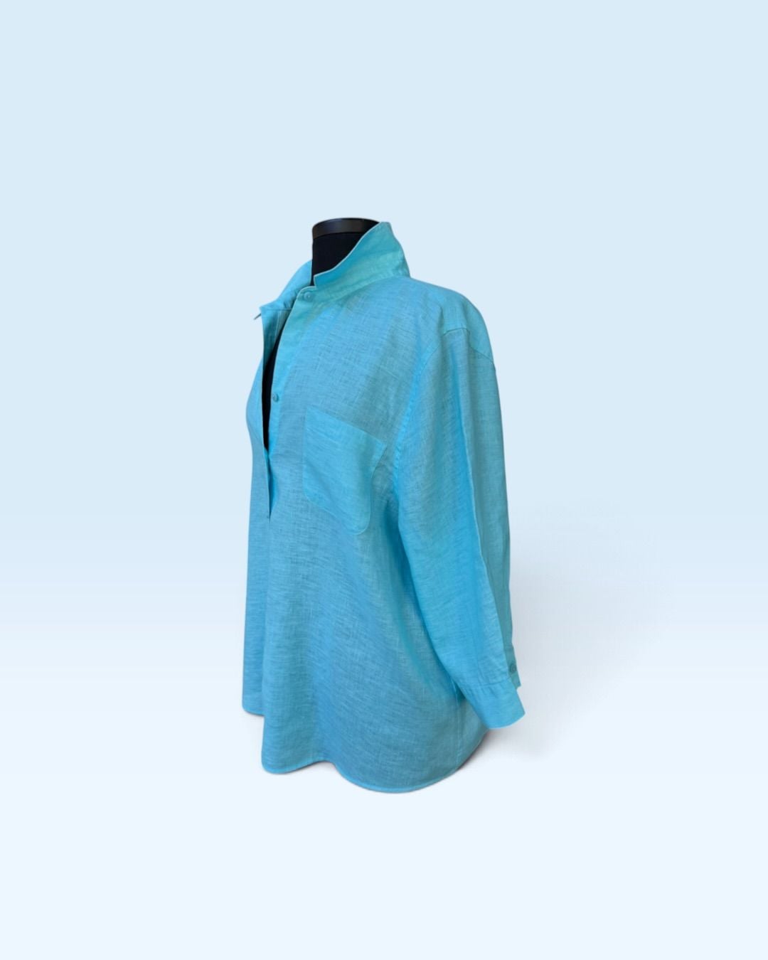 Chico’s No-Iron 100% Linen Button-Front Shirt – Size 4 / XXL – Turquoise Blue 5
