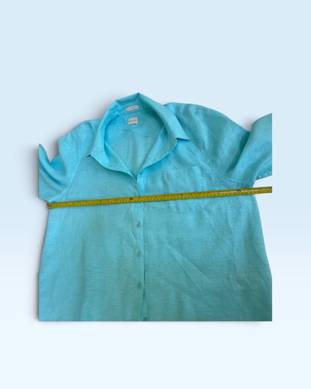 Chico’s No-Iron 100% Linen Button-Front Shirt – Size 4 / XXL – Turquoise Blue 6