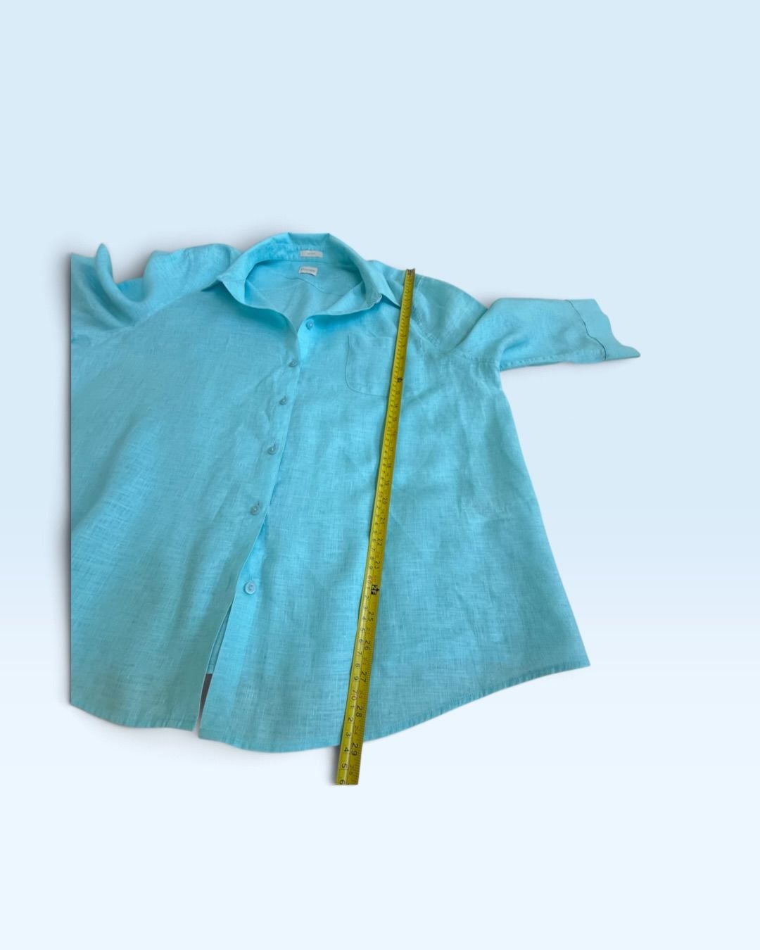 Chico’s No-Iron 100% Linen Button-Front Shirt – Size 4 / XXL – Turquoise Blue 7