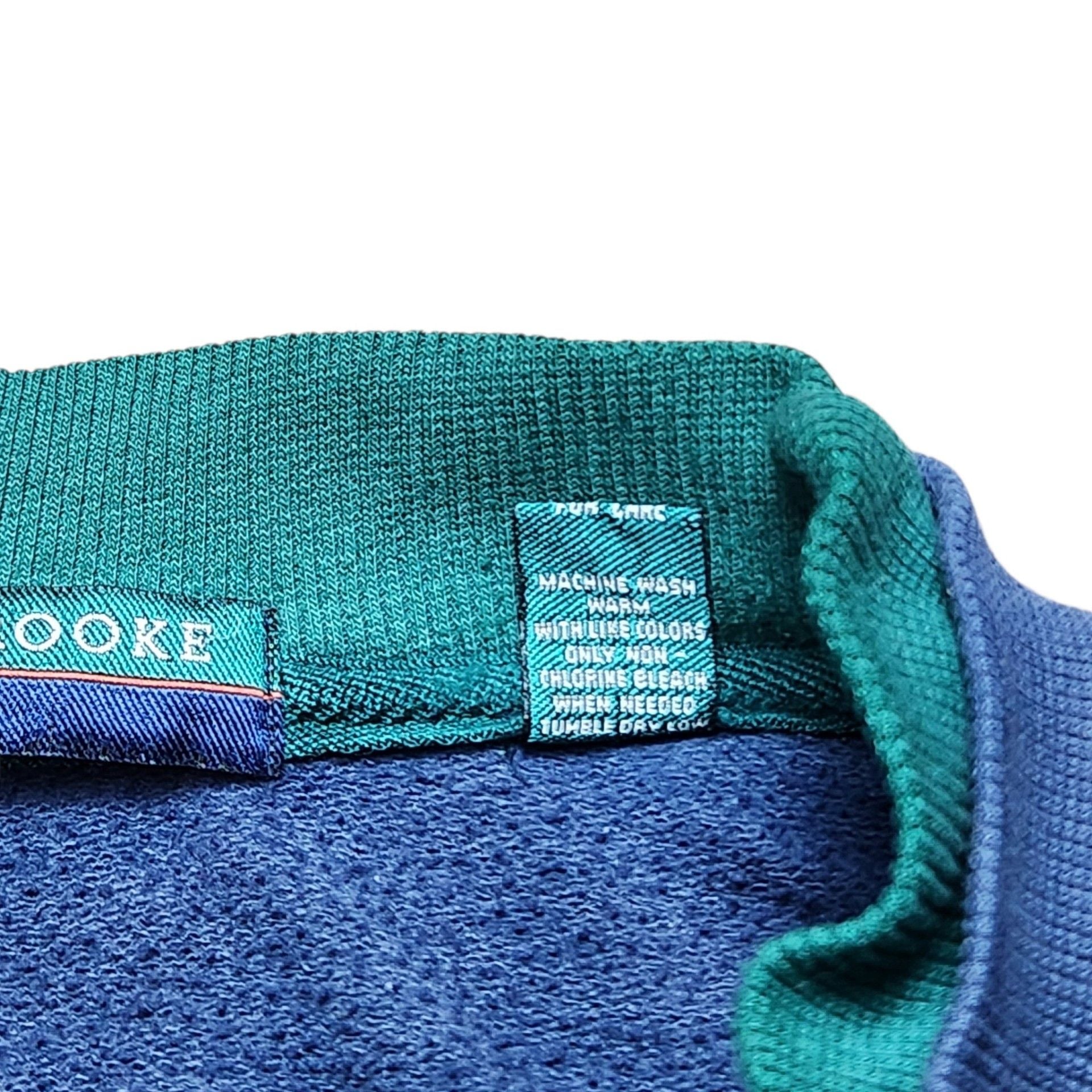 Vintage Claybrooke Sweatshirt Size L Blue Green Double Collar Pocket Pullover 8