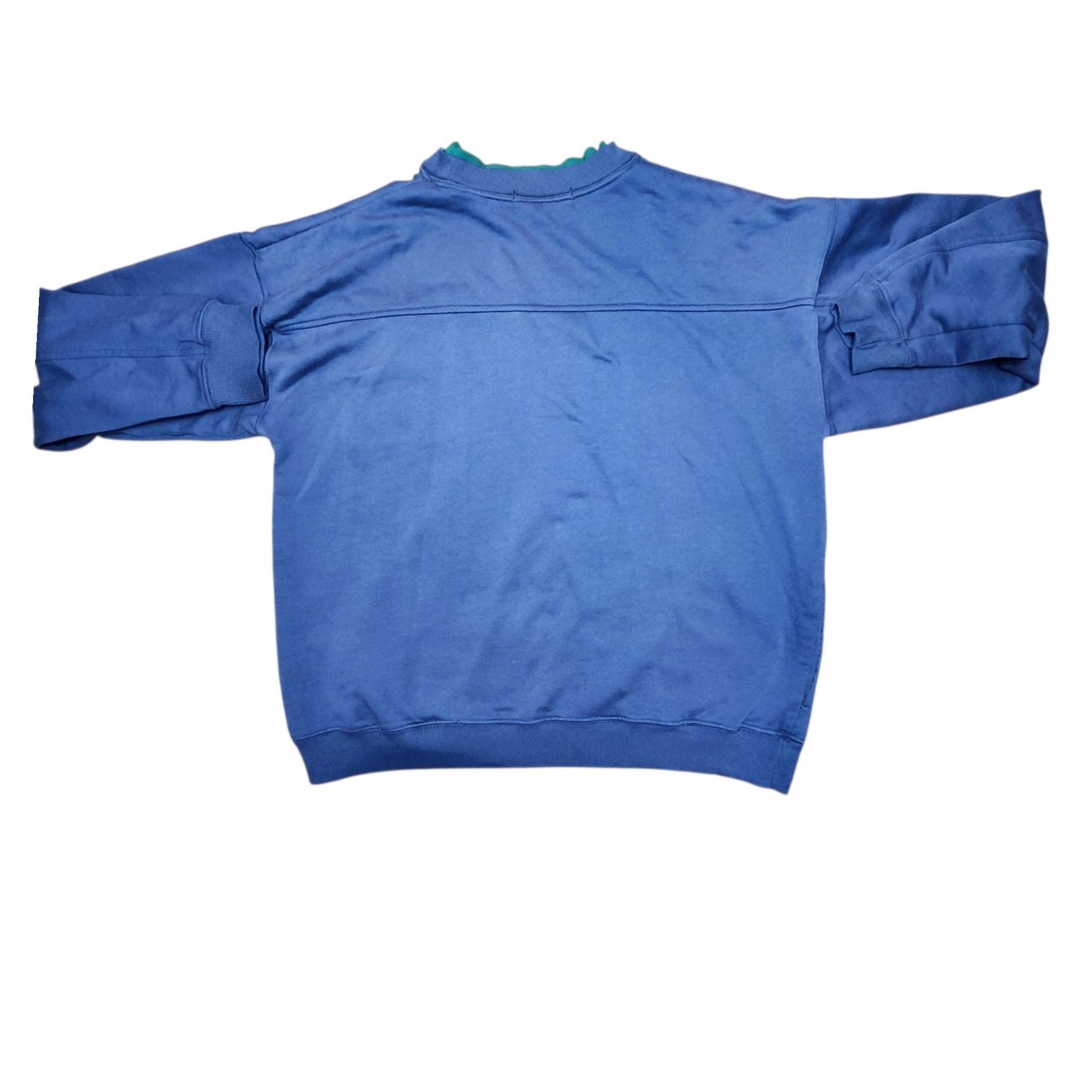 Vintage Claybrooke Sweatshirt Size L Blue Green Double Collar Pocket Pullover 9