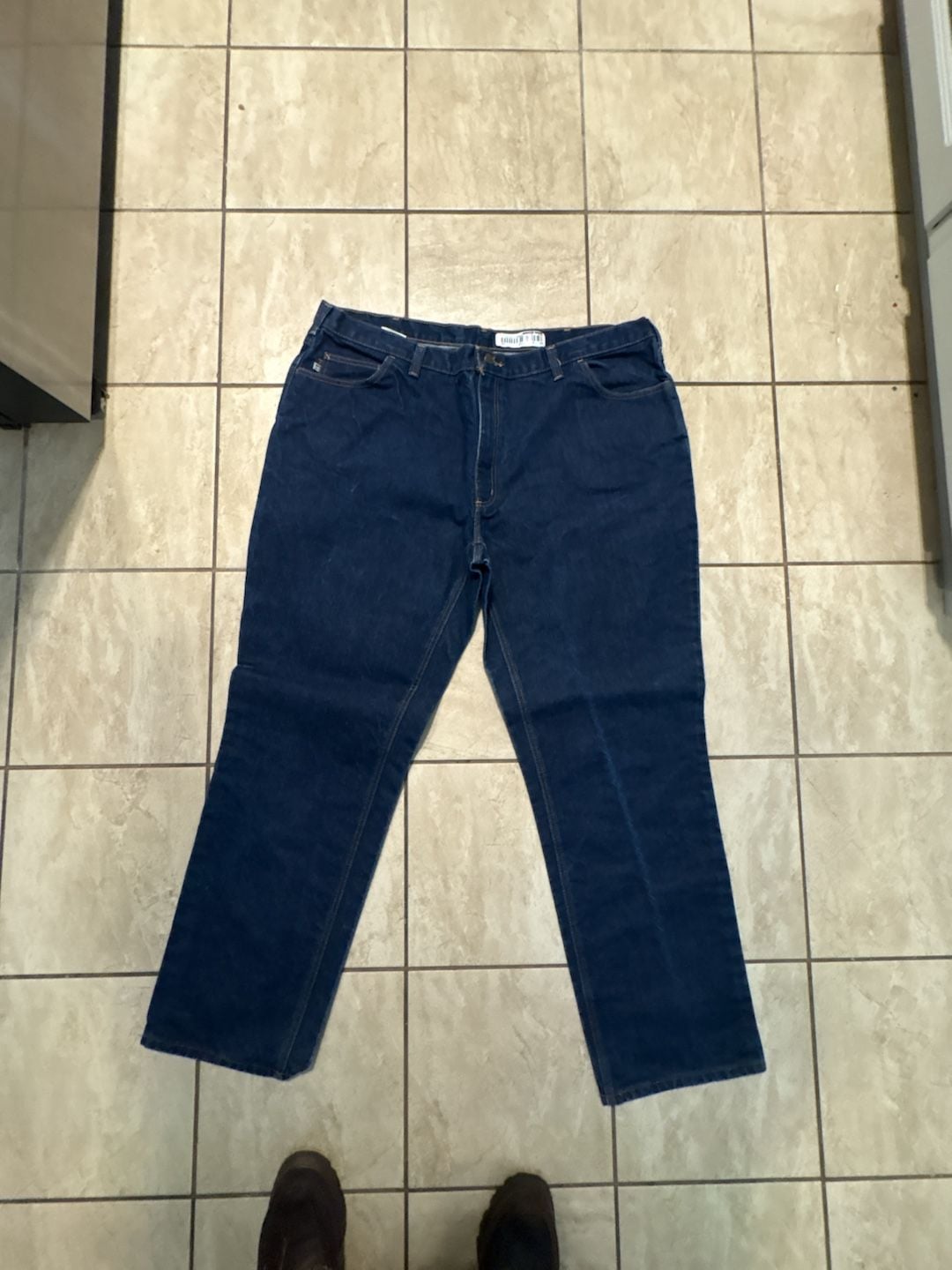 Carhartt Work Jeans Size 46x34 Blue Cotton Flame Resistant Denim 2