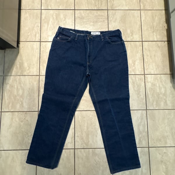 Carhartt Work Jeans Size 46x34 Blue Cotton Flame Resistant Denim