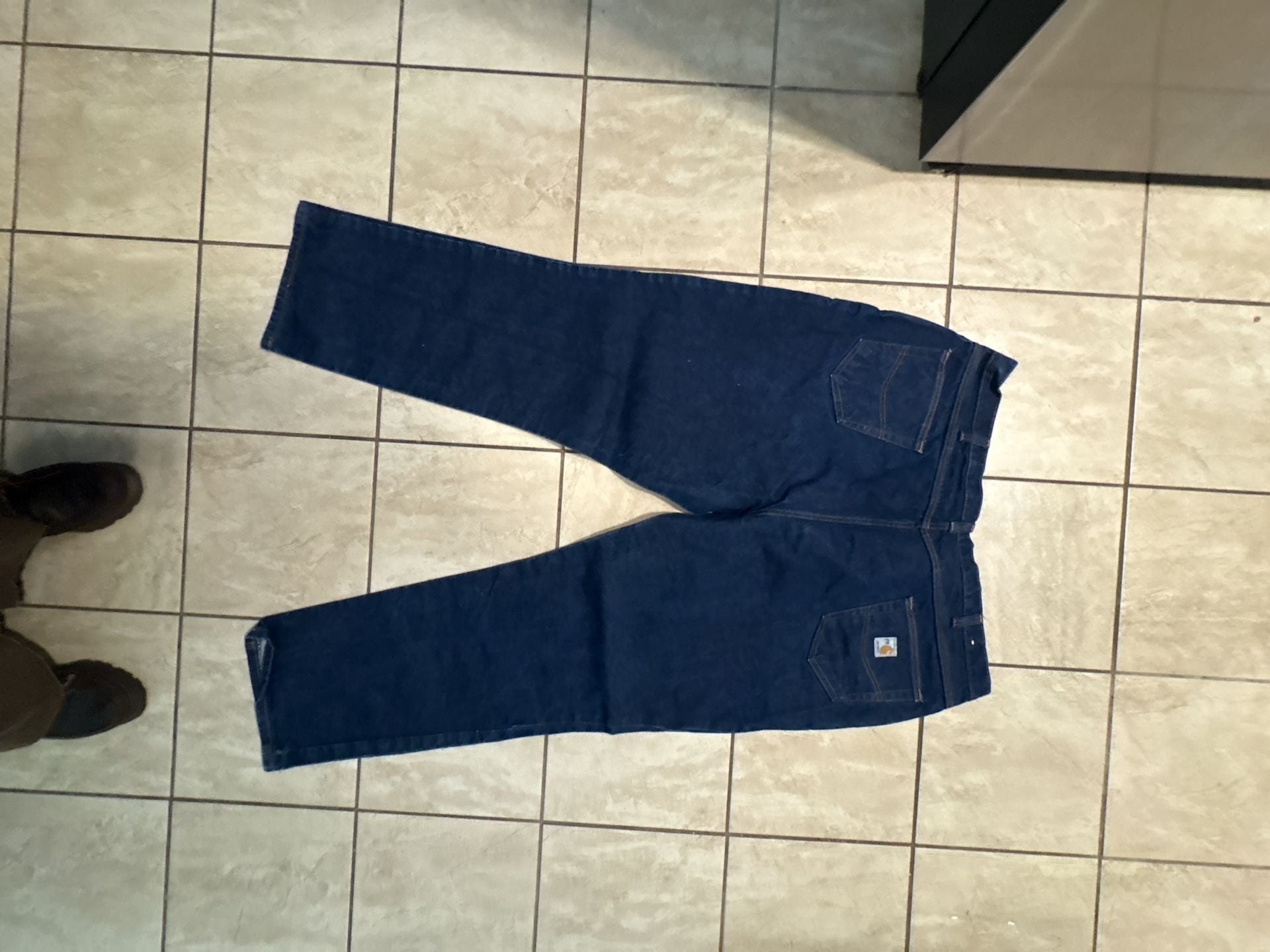 Carhartt Work Jeans Size 46x34 Blue Cotton Flame Resistant Denim 5