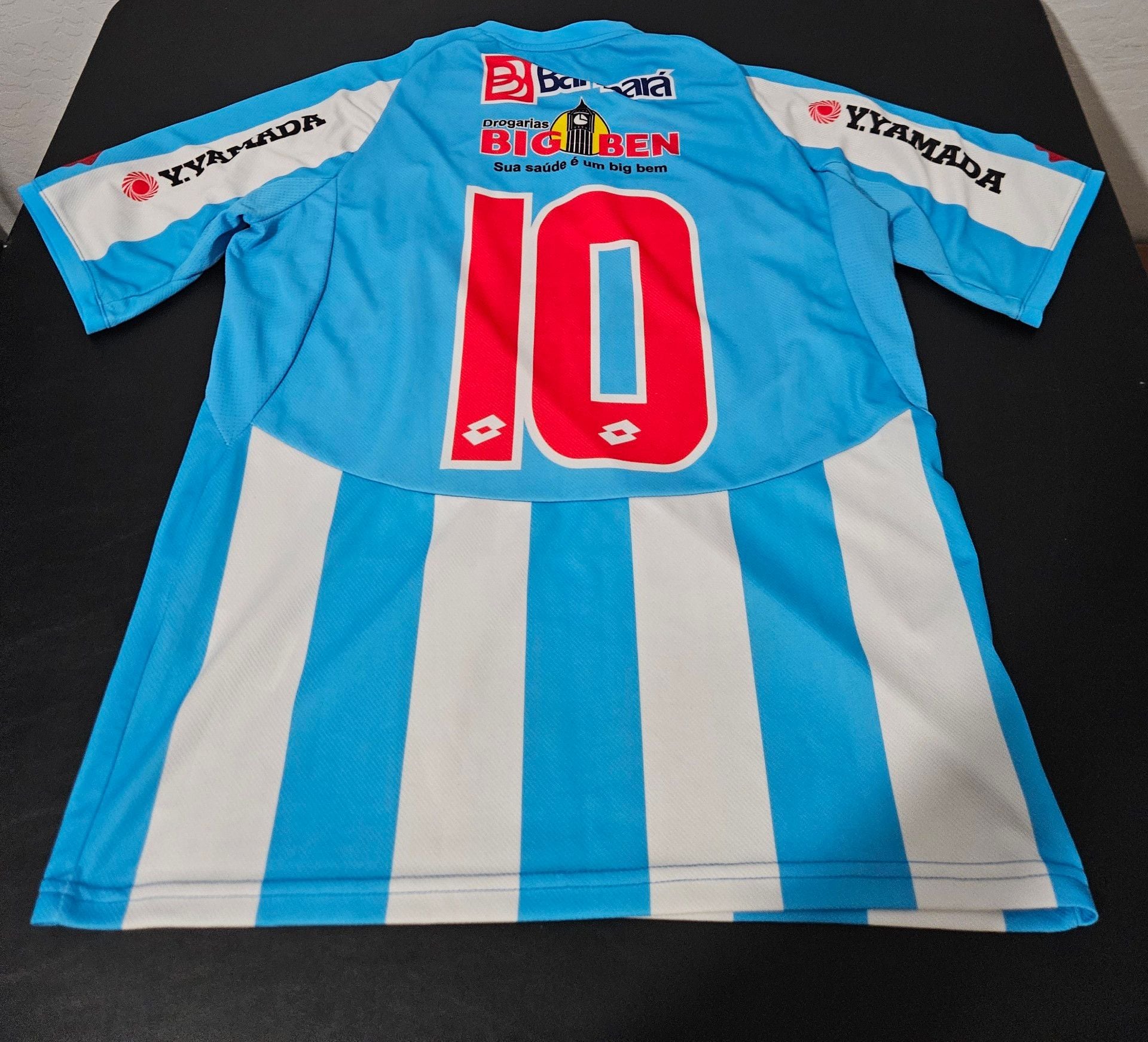 Lotto Paysandu Brazil PSC Soccer Jersey Sz M Blue White Striped Yamada BigBen 9