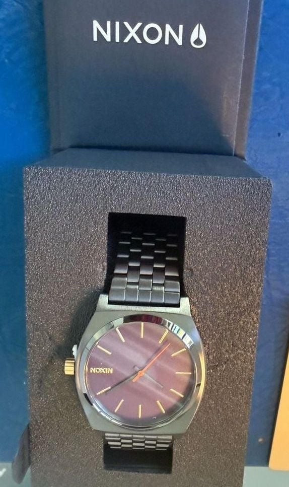 Nixon Time Teller Watch Gunmetal Blackberry Gold 3