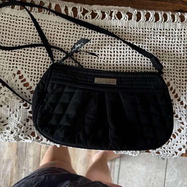 Vera Bradley Black Quilted Crossbody Bag Small Shoulder Purse