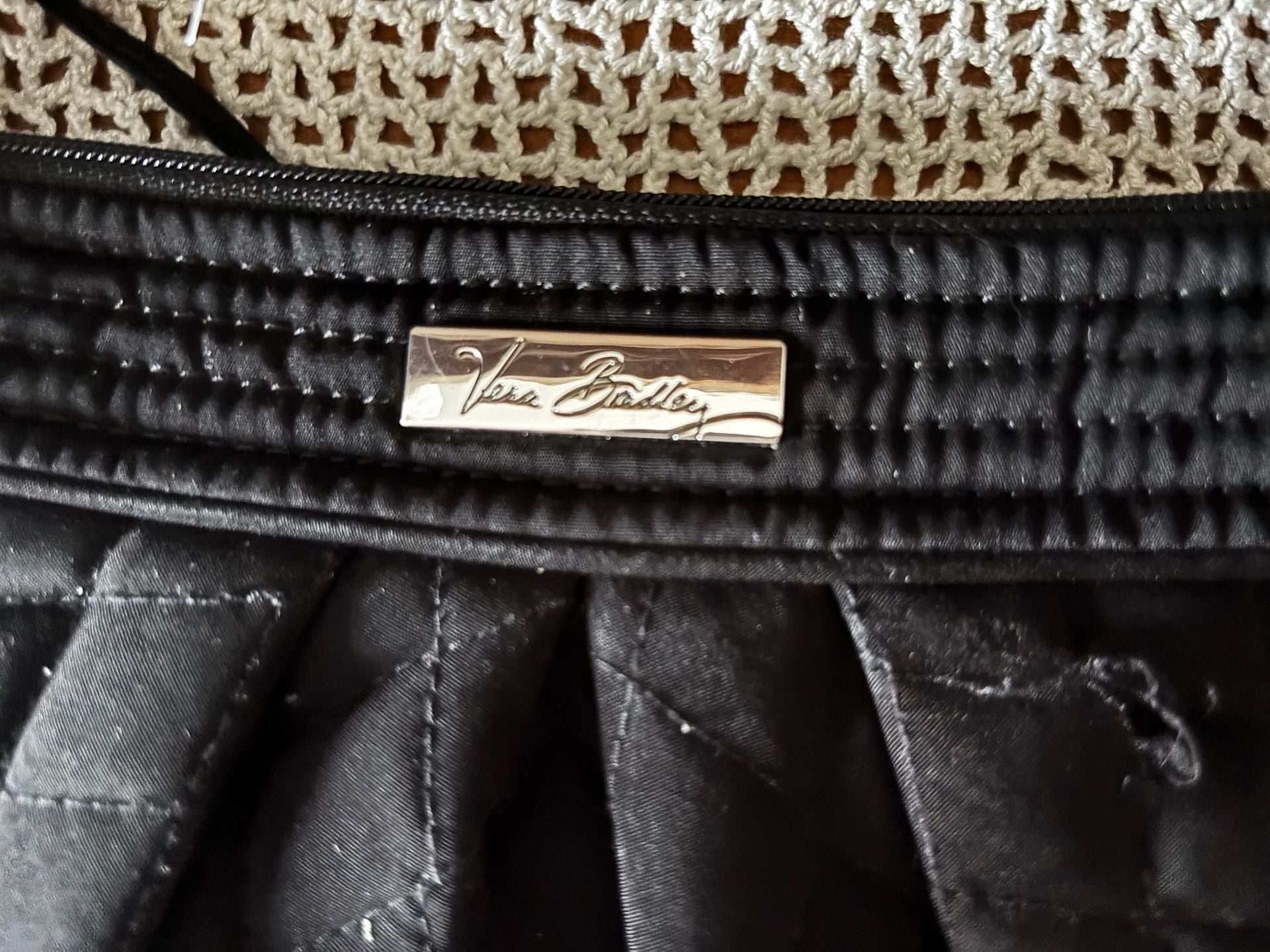 Vera Bradley Black Quilted Crossbody Bag Small Shoulder Purse 3