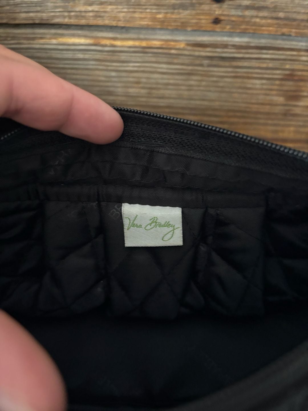 Vera Bradley Black Quilted Crossbody Bag Small Shoulder Purse 5