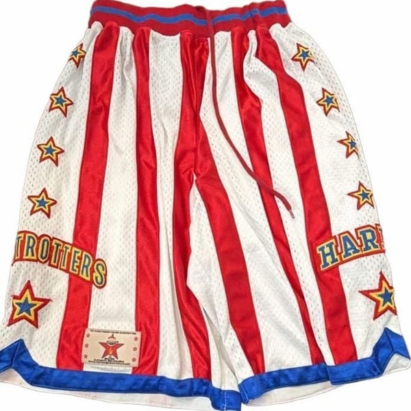 Harlem Globetrotters Basketball Shorts Size M Red White Blue Striped Stars