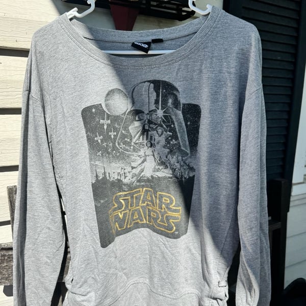 Star Wars Darth Vader Sweatshirt Gray Long Sleeve Side Tie