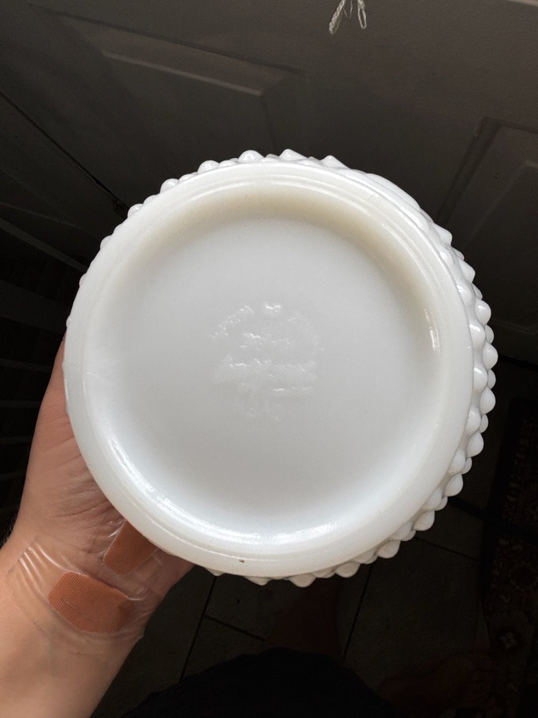 Fire King Hobnail Milk Glass Planter White Scalloped Edge Set of 2 5