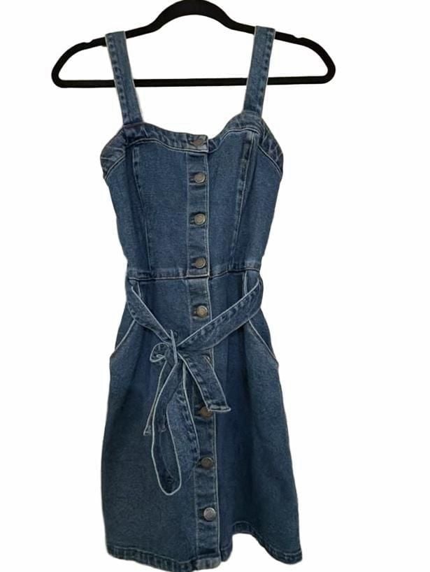 Hollister Denim Dress Size S Button Front Belted Mini 2