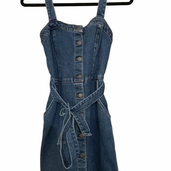 Hollister Denim Dress Size S Button Front Belted Mini