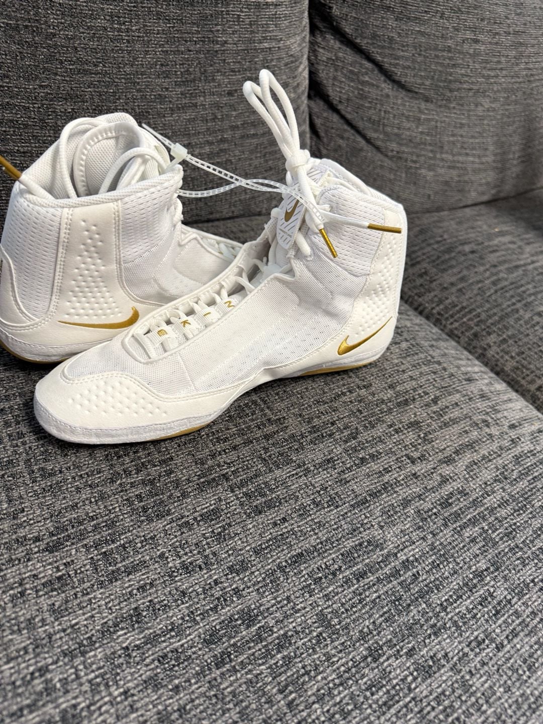 Nike Inflict 4 Wrestling Shoes Size 11 White Gold 4