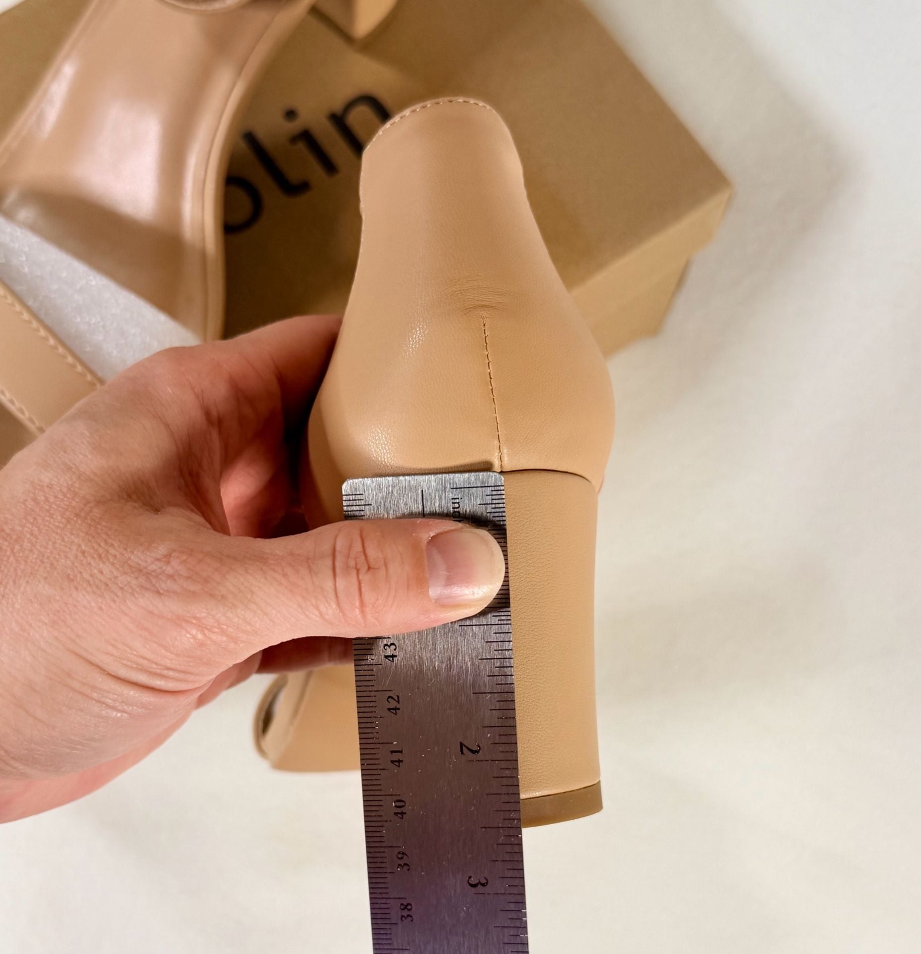 Dobolin Chunky Heel Sandals Open Toe Ankle Strap Nude Women’s 39 5