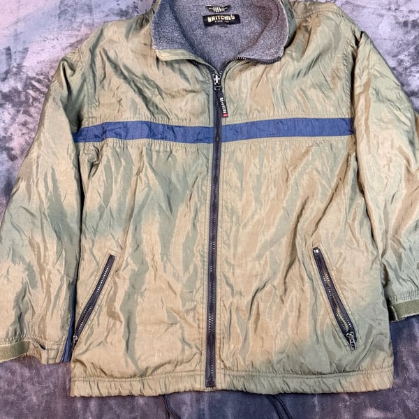 Men’s Britches Since 1967 Windbreaker Jacket XXL Olive Green Fleece Lined #81