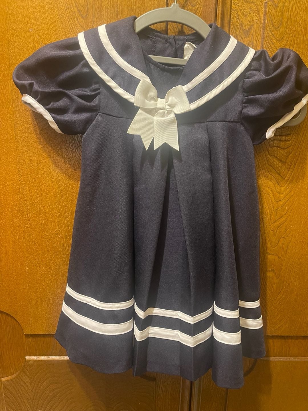 Rare Editions Sailor Dress Size 3T Navy Blue White Bow Nautical 2