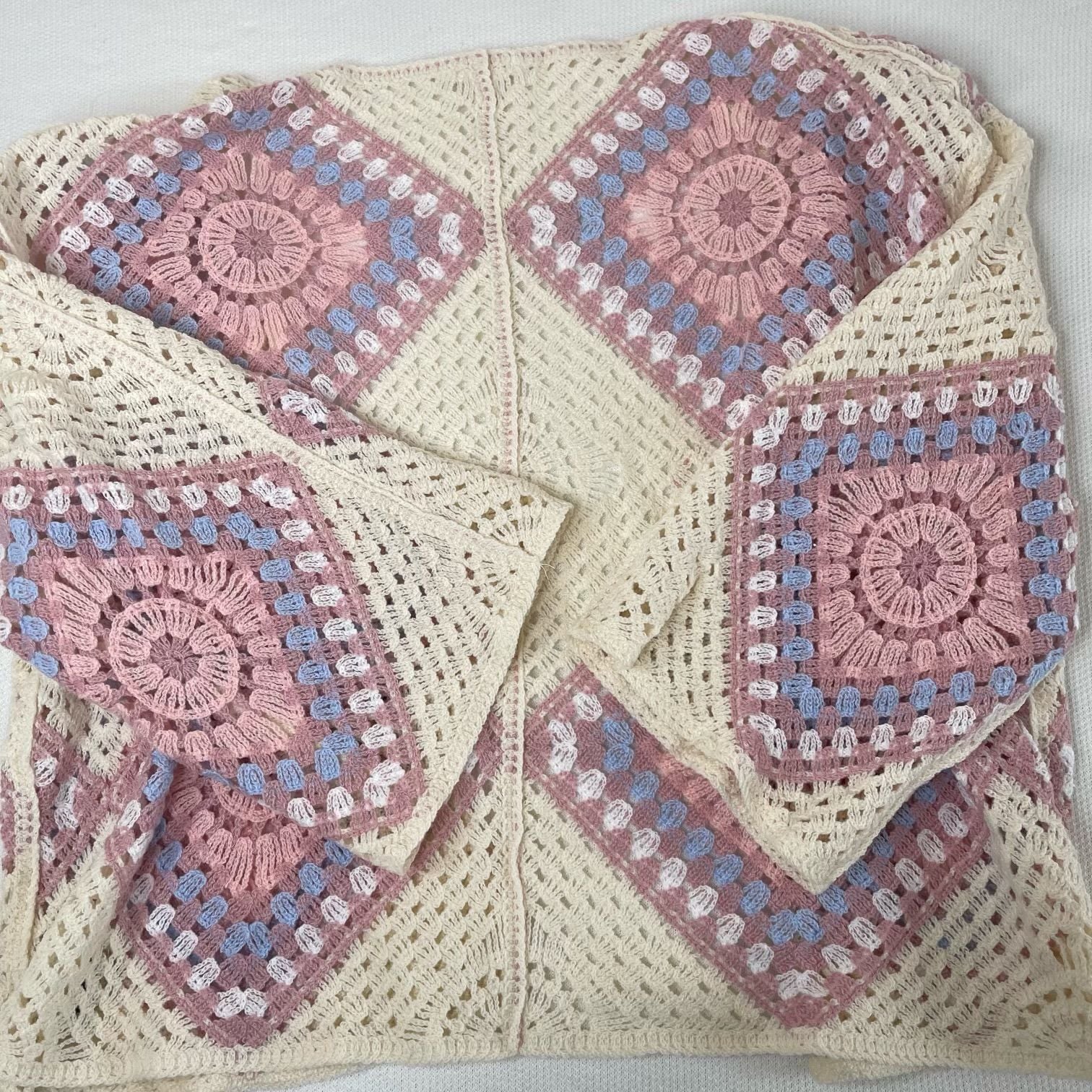 POL Sunday Porch Boho Crochet Cardigan Size ONE Pink White New 9