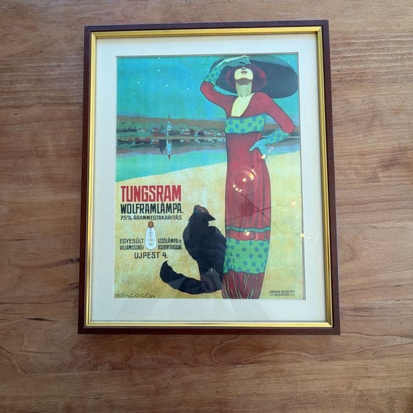 Geza Farago Tungsram Wolframlampa Vintage Art Print Framed 11x14