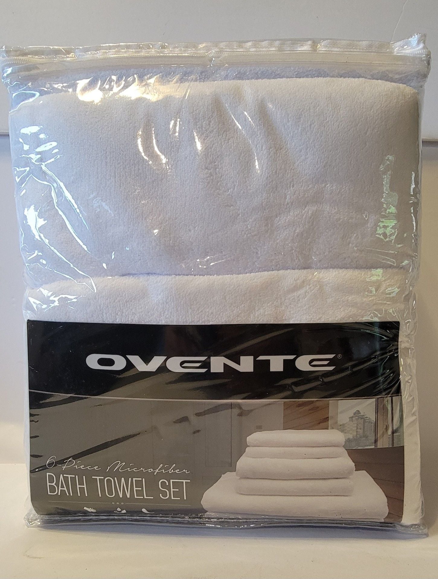 Ovente 6-Piece Microfiber Bath Towel Set White 1