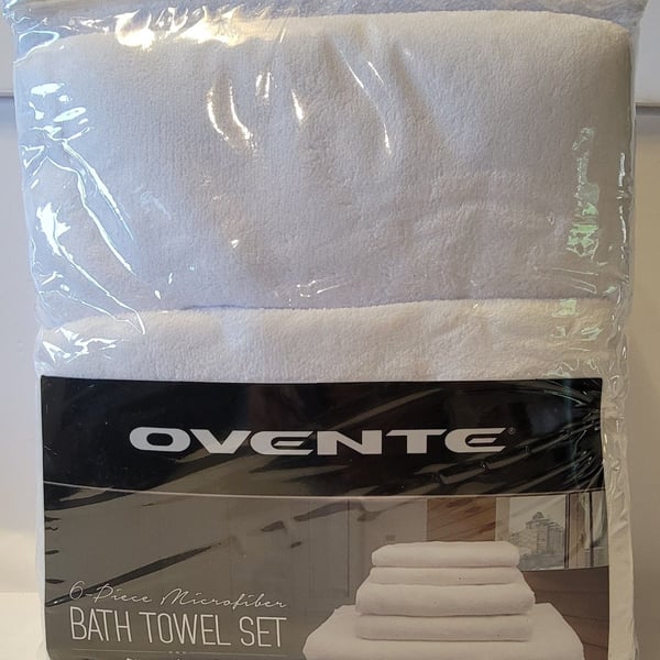 Ovente 6-Piece Microfiber Bath Towel Set White