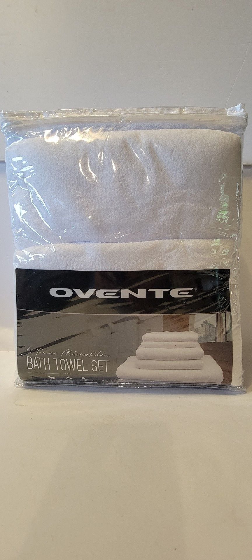 Ovente 6-Piece Microfiber Bath Towel Set White 2