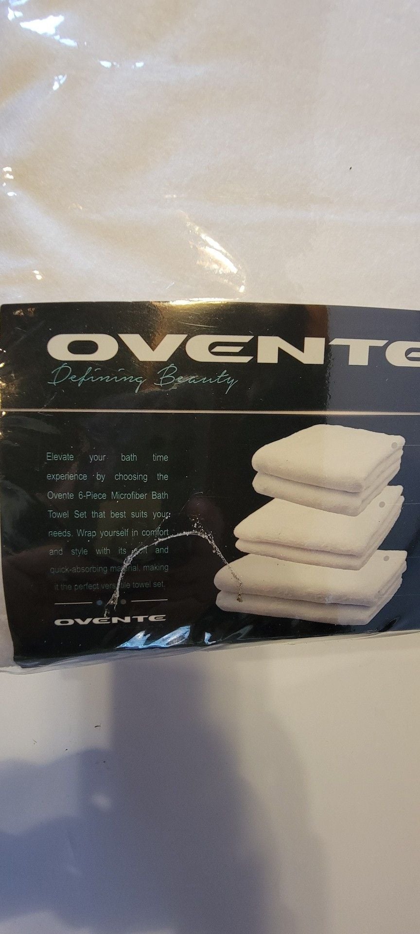 Ovente 6-Piece Microfiber Bath Towel Set White 5