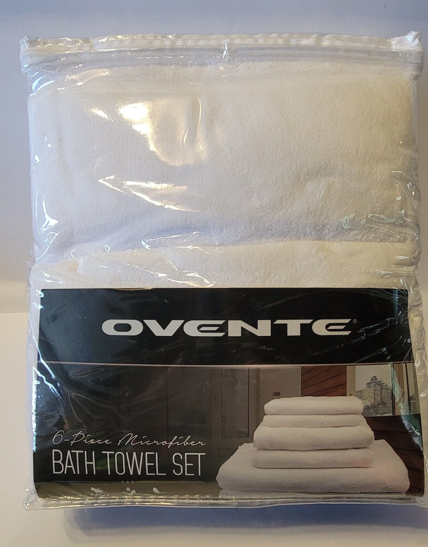 Ovente 6-Piece Microfiber Bath Towel Set White 6