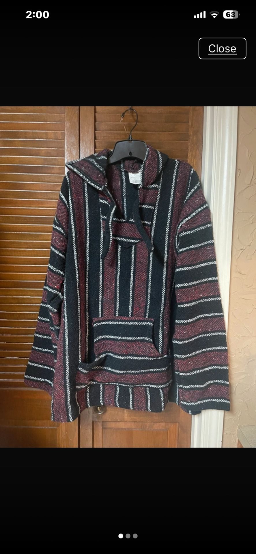 Earthbound Trading Co. Baja Hoodie Size 2XL Black Maroon Stripe 2