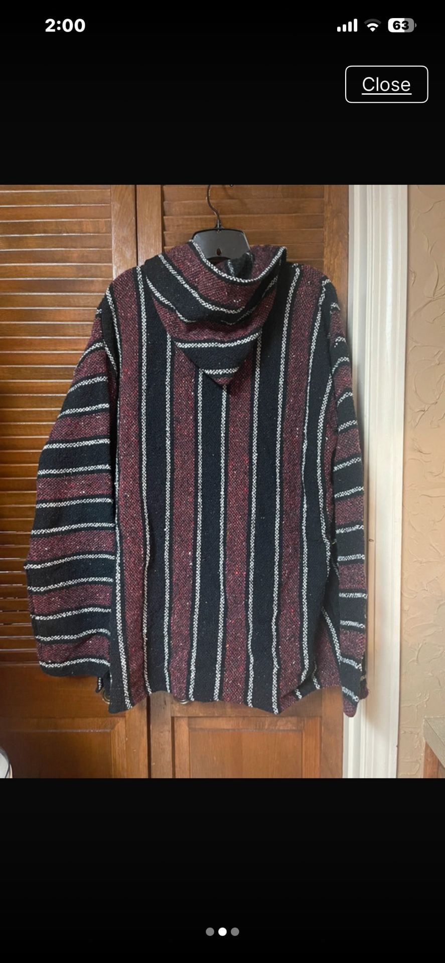 Earthbound Trading Co. Baja Hoodie Size 2XL Black Maroon Stripe 3