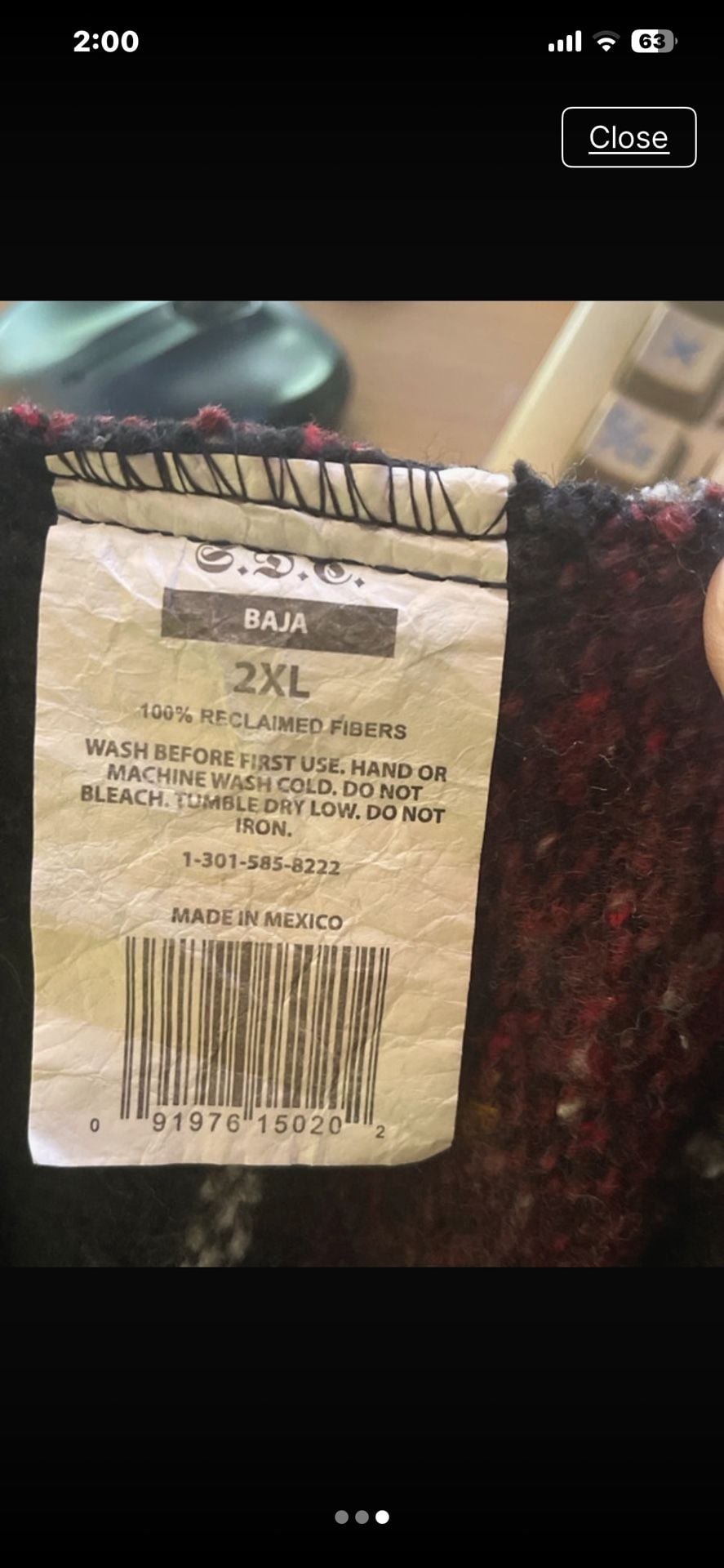 Earthbound Trading Co. Baja Hoodie Size 2XL Black Maroon Stripe 4