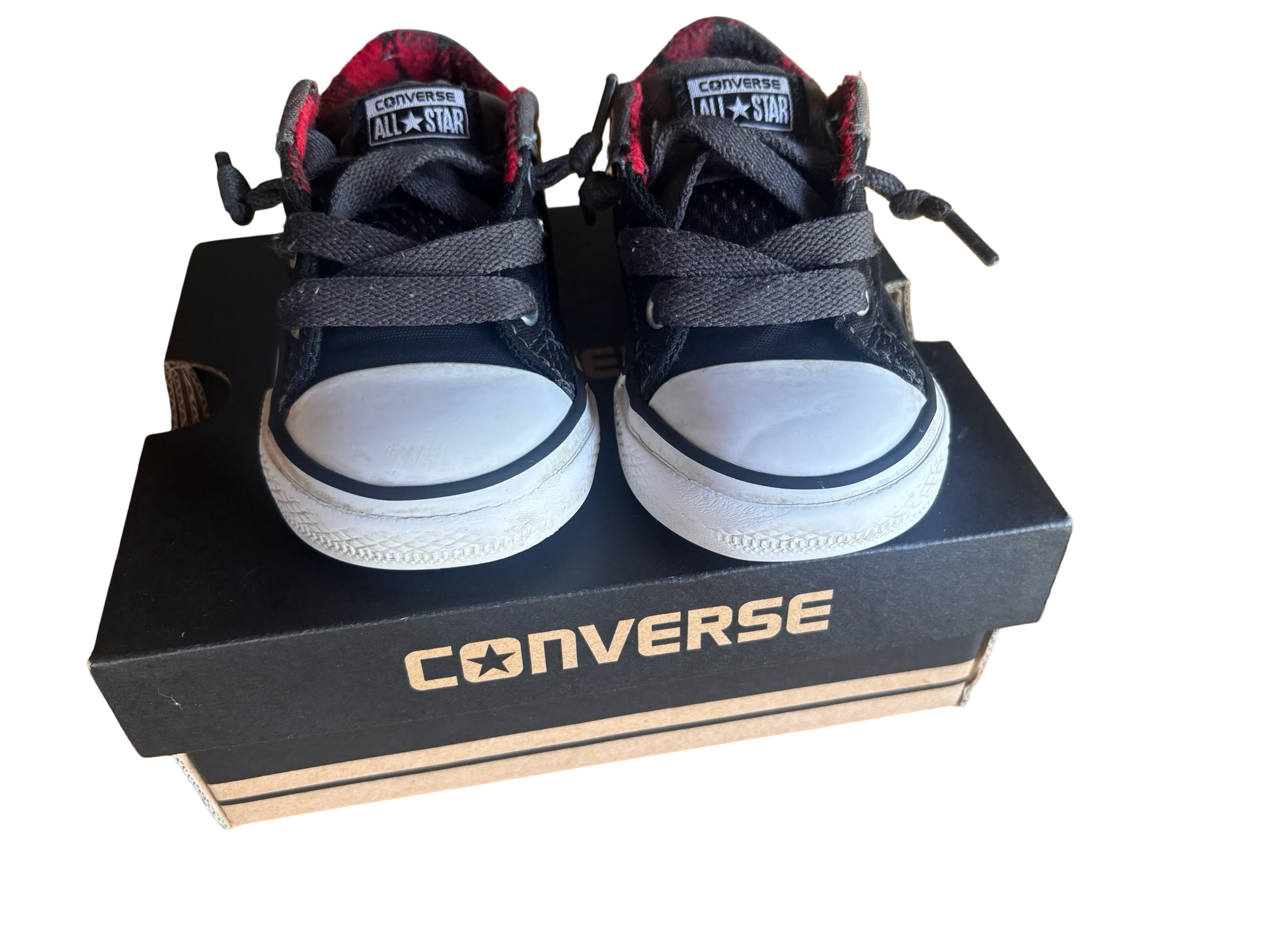 Converse Chuck Taylor All Star Mid Sneakers Black Red Toddler Size 1