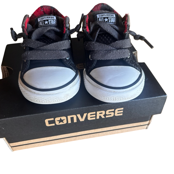 Converse Chuck Taylor All Star Mid Sneakers Black Red Toddler Size