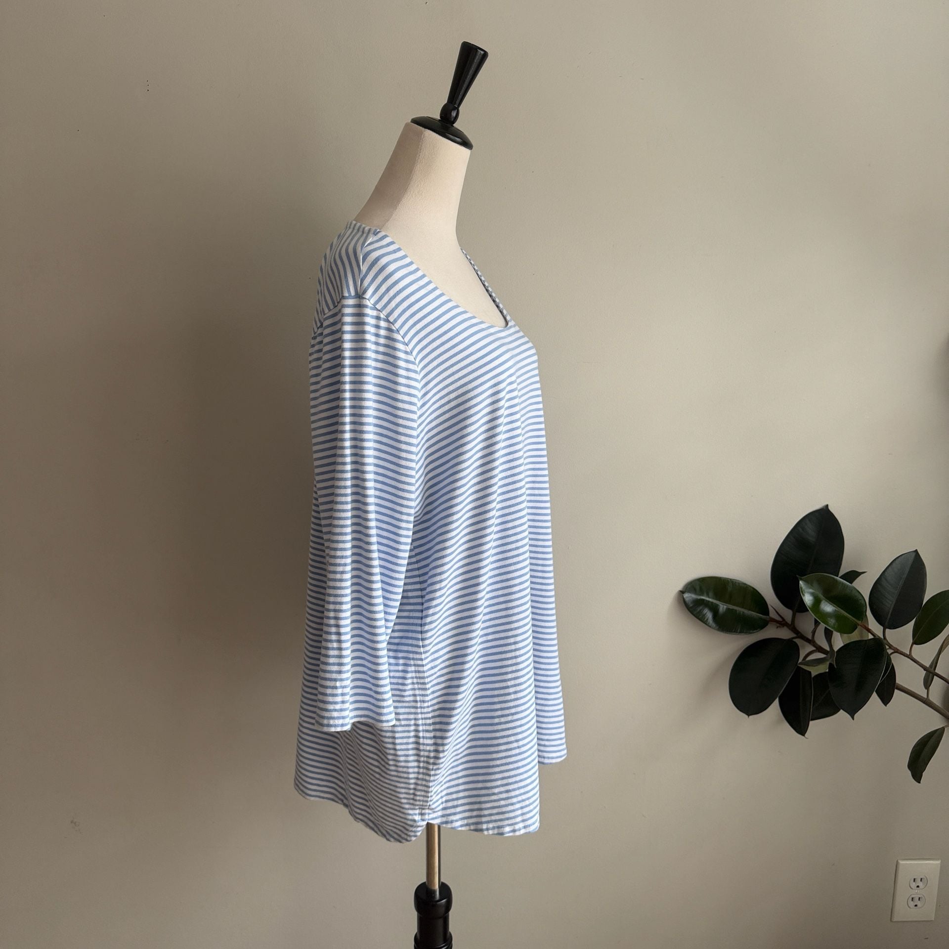 J. Jill Blue And White Striped Scoop Neck Tunic 4