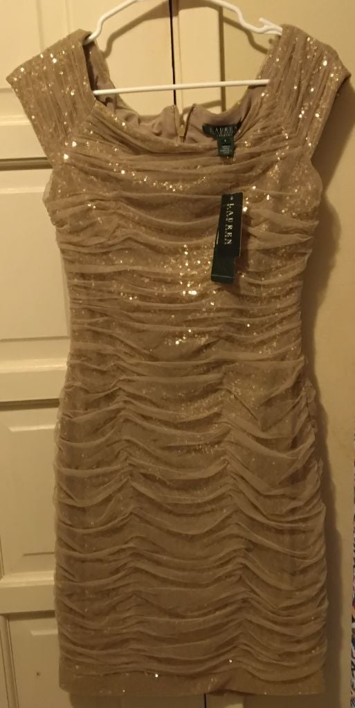 Lauren Ralph Lauren Sequin Ruched Dress Size 8 2