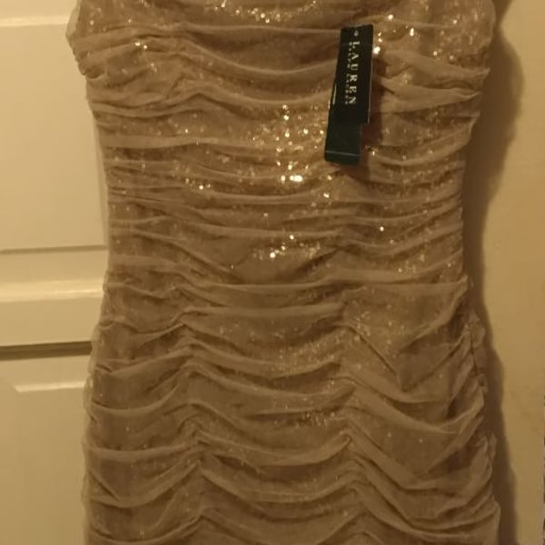 Lauren Ralph Lauren Sequin Ruched Dress Size 8