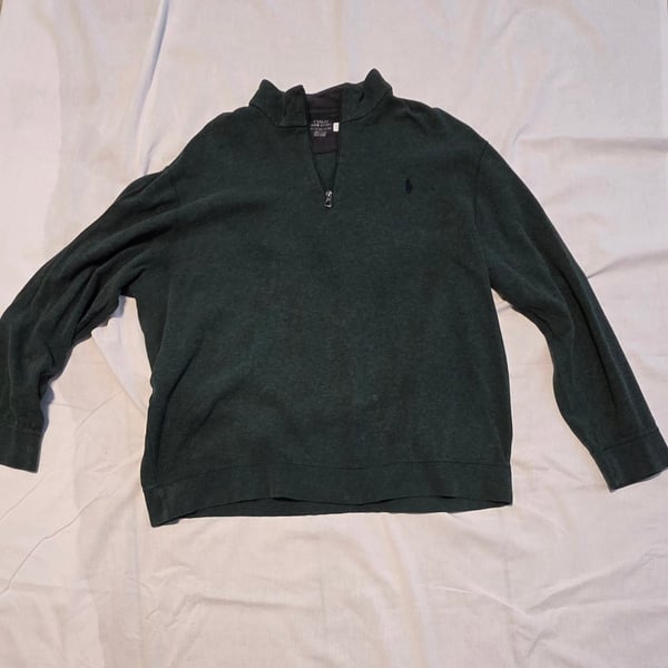 Polo Ralph Lauren Quarter-Zip Sweater Size XXL Green Cotton Pullover