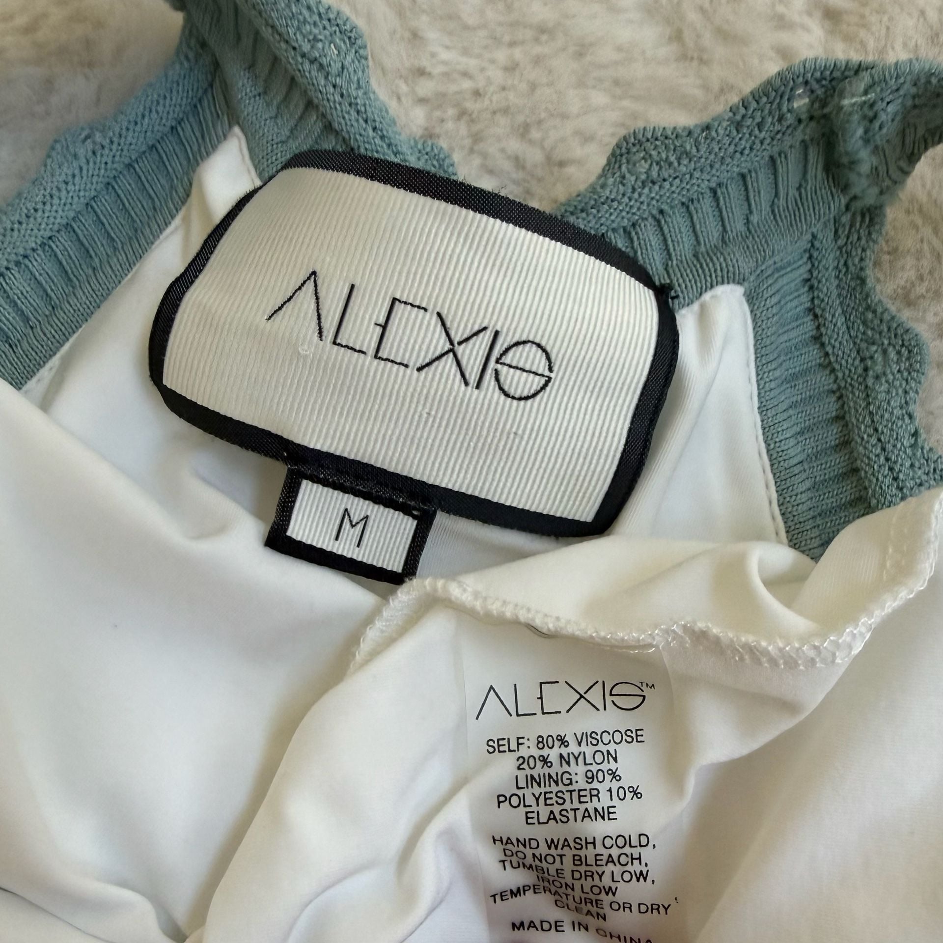 Alexis Allia Knit Dress Size M White Multi Striped Halter Midi 5