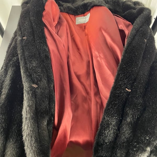 Jordache Vintage Faux Fur Coat Size 15/16 Black Made in USA