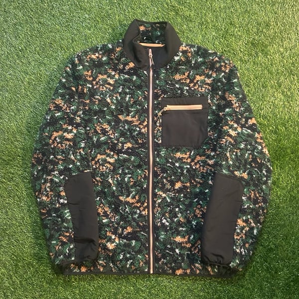 Mountain and Isles Sherpa Fleece Jacket Size M Green Camo Full Zip