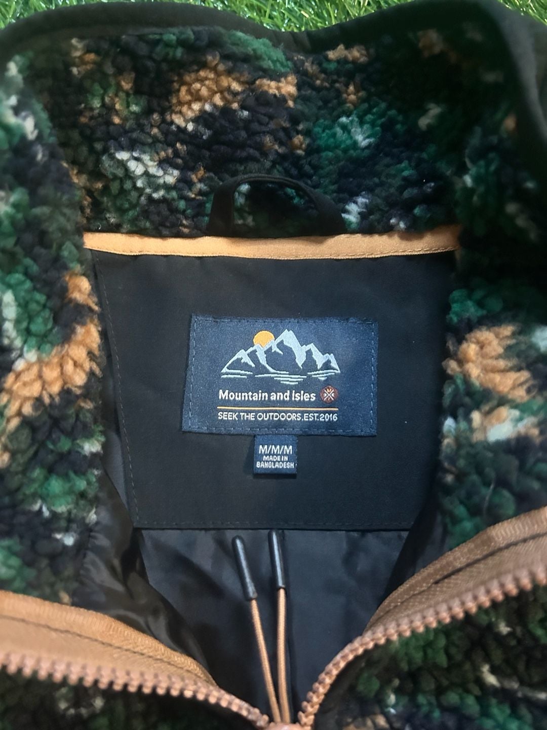 Mountain and Isles Sherpa Fleece Jacket Size M Green Camo Full Zip 4