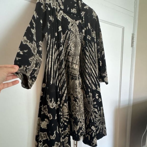 Hand-Sewn Tie-dye Black & Beige Kimono | Dark Grunge Fairycore Boho Whimsigoth OS 