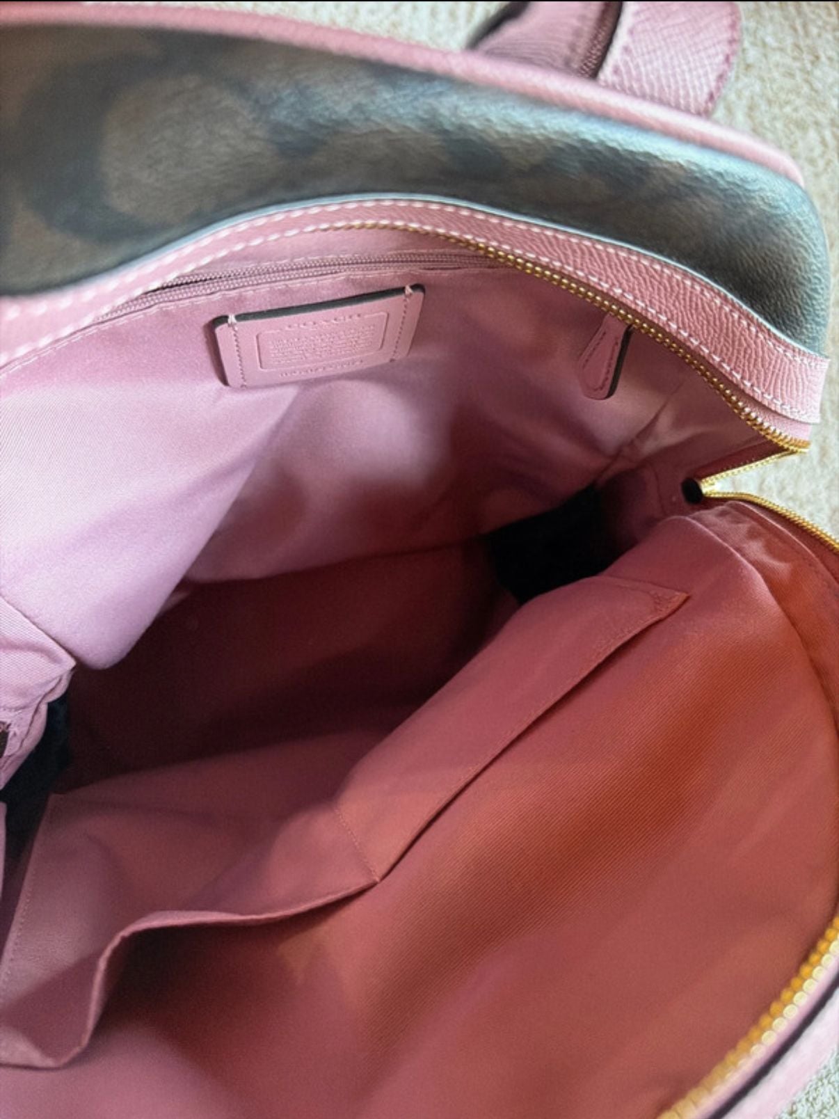 Coach Kenley Signature Canvas Backpack Brown Pink 3