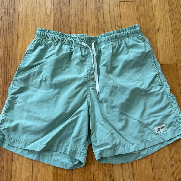 Bather Swim Trunks Size M Sage Green Solid Drawstring Pocket