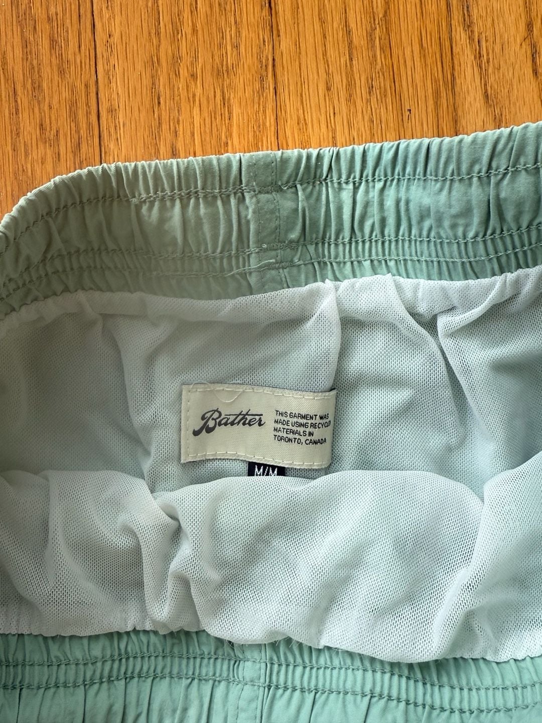 Bather Swim Trunks Size M Sage Green Solid Drawstring Pocket 3