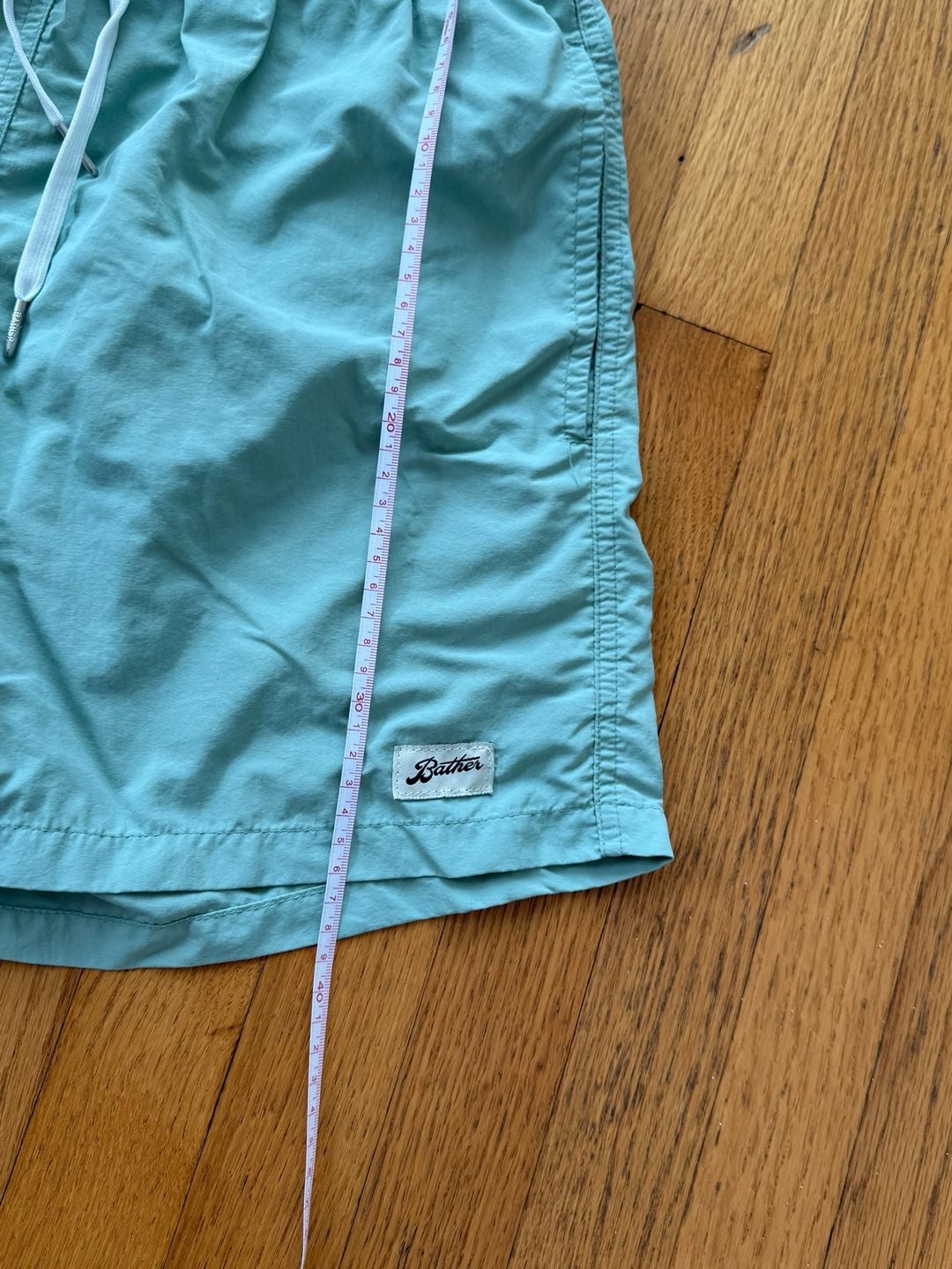 Bather Swim Trunks Size M Sage Green Solid Drawstring Pocket 4