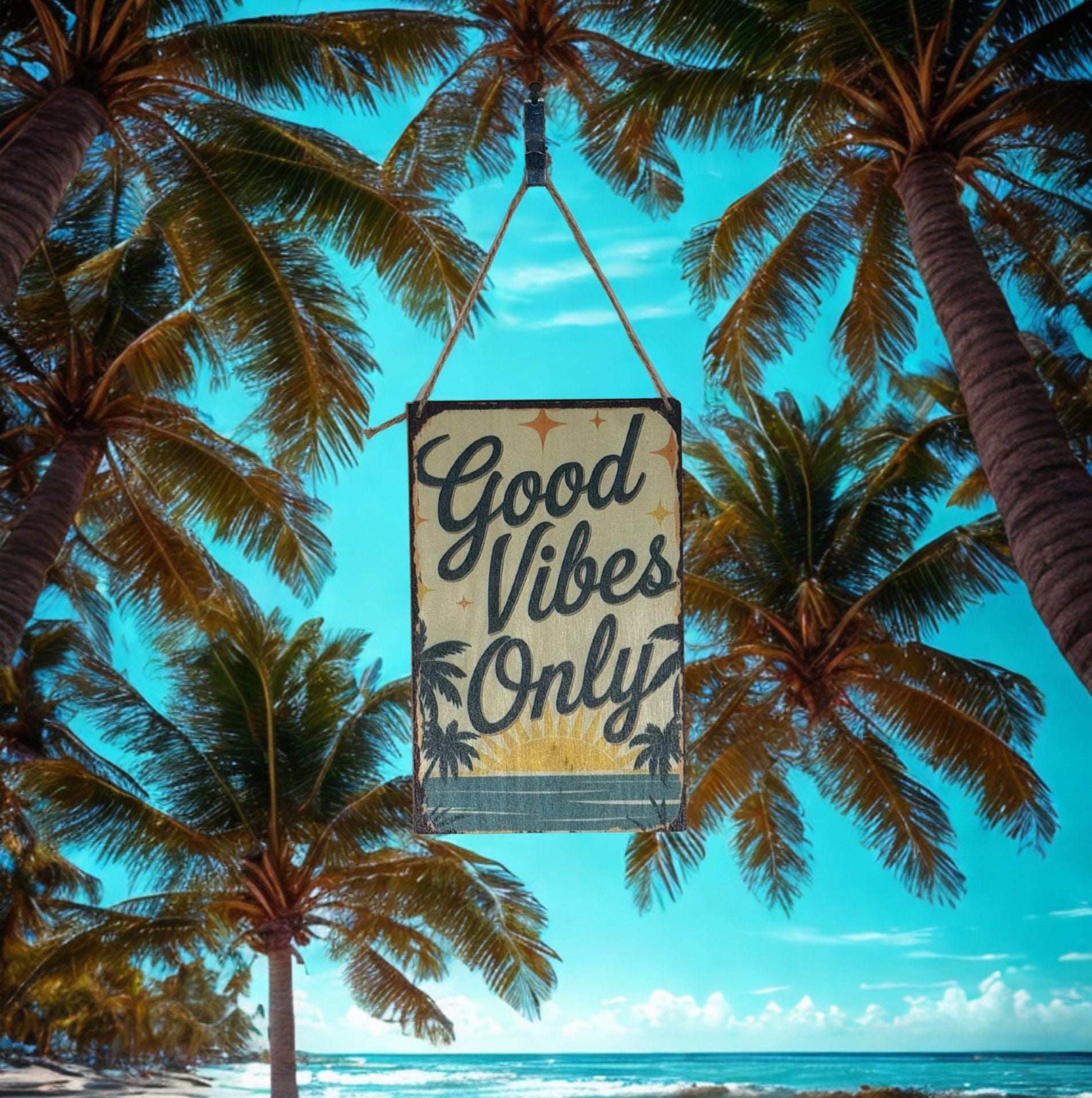 Good Vibes Only Hanging Wood Sign 2