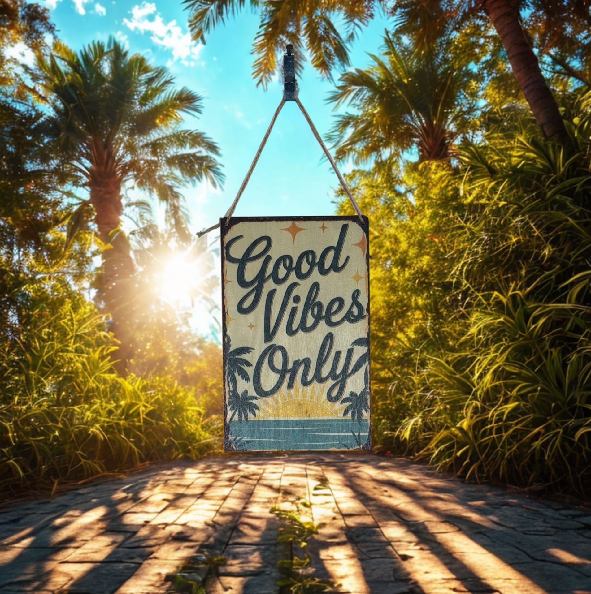 Good Vibes Only Hanging Wood Sign 4